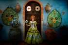 Young redheaded girl in green dress. AI Generated. Art Print